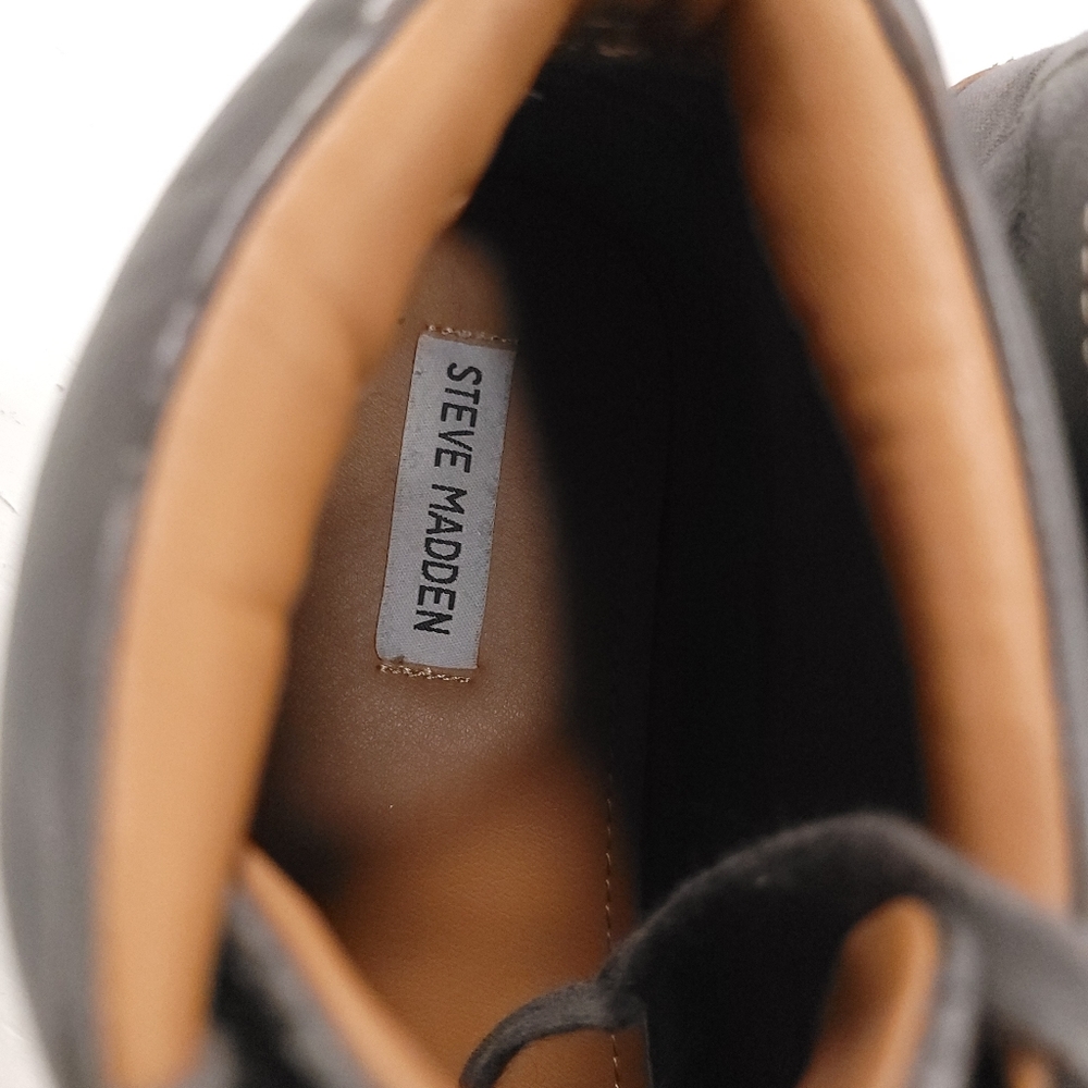 Steve Madden High Top Sneakers Gray Brown Faux Leather Chukka Mens Sz 10 - Picture 5 of 8